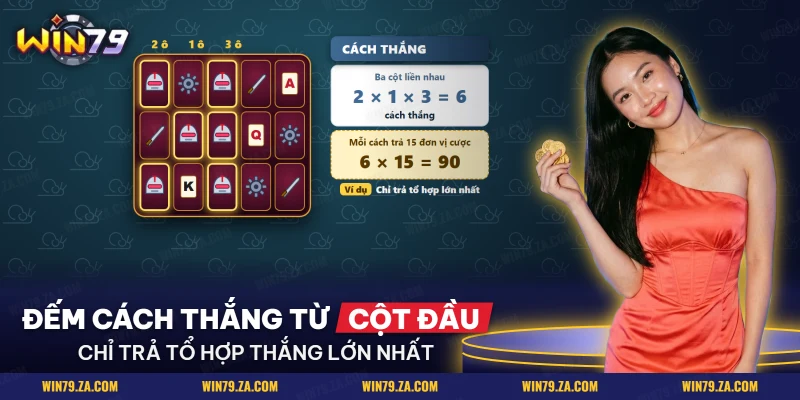 Cách đọc tổ hợp từ cột đầu và số cách thắng của một biểu tượng trong slot Alita