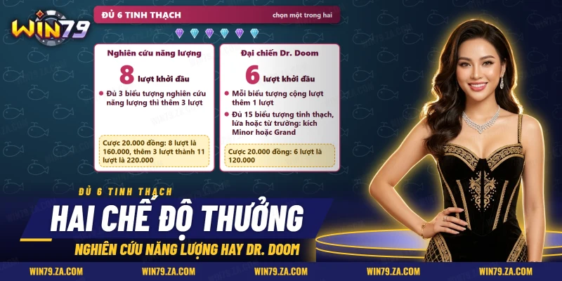 Hai chế độ thưởng nghiên cứu năng lượng và đại chiến Dr. Doom khi gom đủ tinh thạch trong slot Fantastic 4