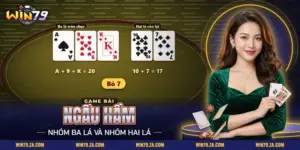 Ngầu hầm Win79 với năm lá bài chia thành nhóm ba lá và nhóm hai lá