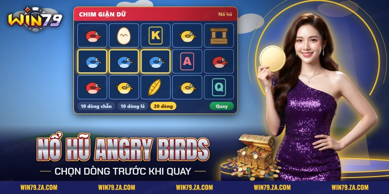 Nổ hũ Angry Birds Win79 trên màn hình lưới quay với các chú chim